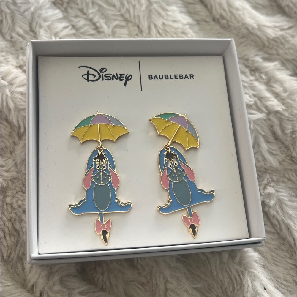 BaubleBar X Disney Winnie The Pooh Eeyore Spring Umbrella Dangling Earrings NIB